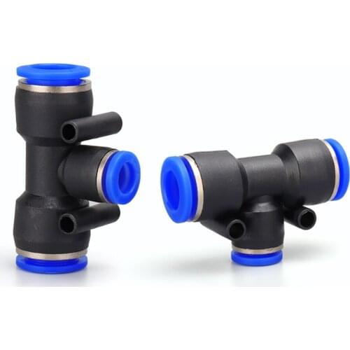 PEG PE T-shaped three-way pneumatic connector 4mm 6mm 8mm 10mm 12mm 14mm 16mm OD hose plug-in quick connector adapter air