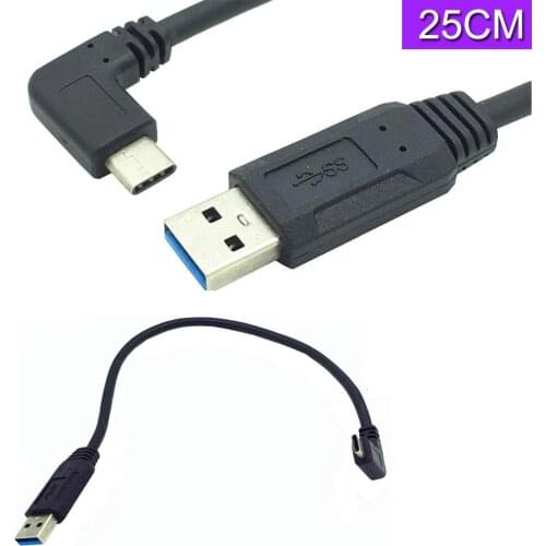 25CM USB 3.1 Type C Male To USB 3.0 A Female Angled Cable Mac Google Chromebook