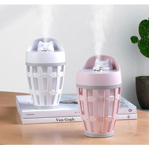 260ML Happy Cat Humidifier USB Ultrasonic Aroma Diffuser Air Humidificador Mist Maker With Colorful Light For Home Car