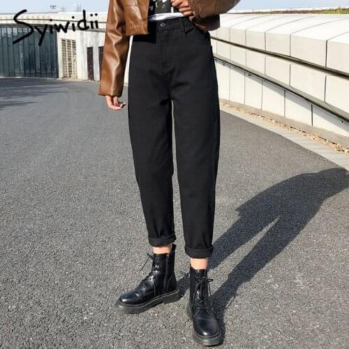 Black jeans woman elastic waist denim Pants high wais plus size Cowboy Vaqueros Mujer streetwear korean fashion street style