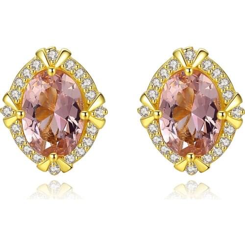 S925 sterling silver fashion all-match inlaid beryl ladies earrings