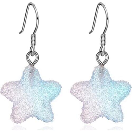 1 Pair Mix Colors Star Dangle Earrings Creative Star Decor Pendant Earrings Clip On Earrings Jewelry Accessories Party Dress Up
