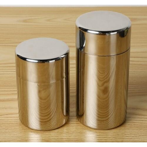 1Pc 2 Size Stainless Steel Tea Canister Cans with Lid Mini Bottle Metal Cans Tea Pots Mini Sealed Canisters Travel Box Tea