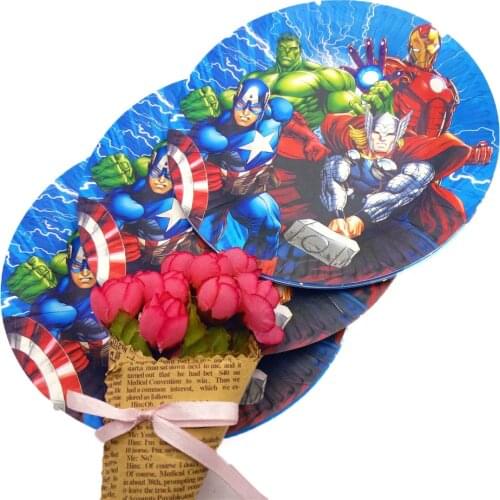 10pcs/set The Avengers Paper Plate Baby Shower Boy Girl Disposable Plate Kids Birthday Party Supply Event Party Supplies