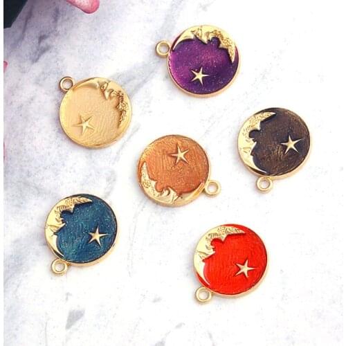 10pcs/Lot Planet Moon Star Diy Handmade Oil Enamel Charms Design for Jewelry Making Earring Bracelet or Necklace