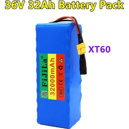 100% New 36V battery 10S3P 32Ah 18650 lithium battery pack 42V Ebike electric bicycle built-in 30A BMS and fuse device 250W-600W
