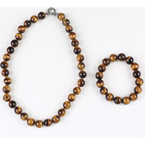 14mm round shape gemstone 50cm necklace and 19cm bracelet