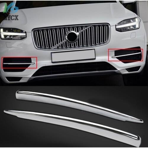 2018 For Volvo XC90 XC 90 2015 2016 2017 2018 ABS Chrome Front Fog Light Decoration Strips Cover Trim 2pcs Car Styling