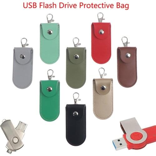 2021 pouch bag case Protective Leather Key ring for usb flash drive pendrive memory stick