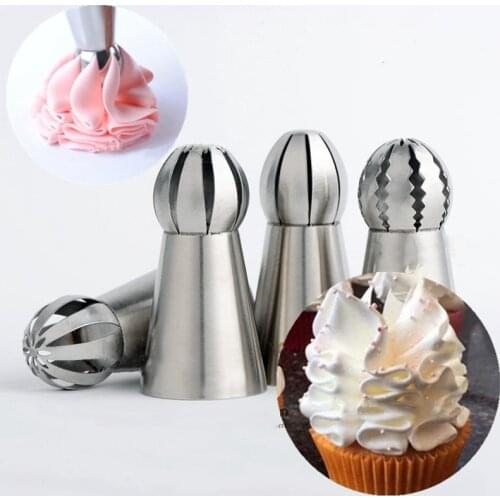 3pcs Russian Piping Nozzles Sphere Ball Icing Confectionary Pastry Tips Cake Cupcake Decorating Stainless Steel Baking Tools