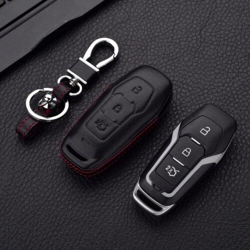 4D Genuine Leather Key Case Cover Wallet Bag For Ford Explorer Mondeo Mustang Everest Ecosport Ranger Escape F-150 Galaxy S-Max