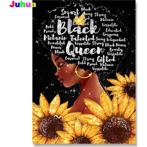 5D Square/round african woman Diy Diamond painting sunflower Mosaic pattern Diamond Embroidery home decor drop shipping