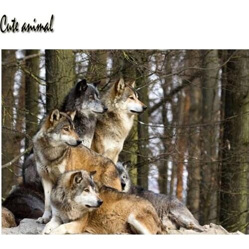 5d mazayka diamond painting round square Cross Stitch wolves in the forest Full drill diamond picture Mosaic patterns Embroidery