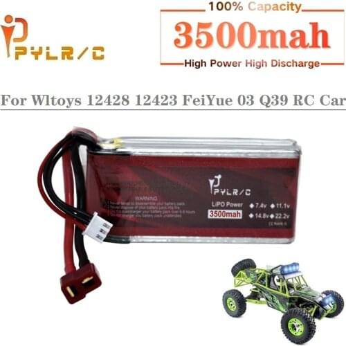 Upgrade Power RC Car Lipo Battery 2s 7.4V 3500mAh 45C Max 60C For Wltoys 12428 12423 RC Car feiyue 03 Q39 Upgrade parts Battery