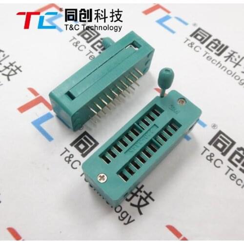 Free shipping 2 PCS/LOT 16 20 28 Pin 2.54MM Green DIP Universal ZIF IC Socket Test Solder Type