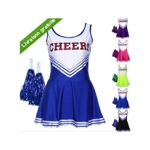 Free Shipping 2014 Hot Selling Student Games cheerleader costume sexy female CHEERS cheer aerobics clothing uniforms costumes