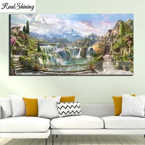 Large Diamond Embroidery sale DIY Waterfall garden natural scenery 5D Diamond Painting Cross Stitch Full Mosaic puzzle F285