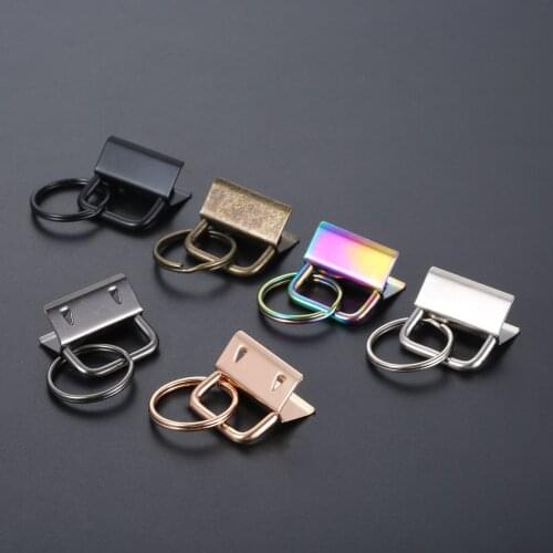 10pcs/lot Wristlets Keychain Long Tail Clip Split Ring Buckle Key Fob Chain Webbing Ribbon Iron 26*23mm Belt Purse Bag Pet Leash