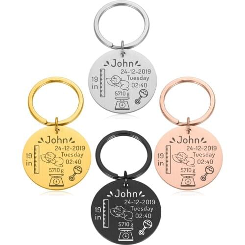 Custom Baby Birth State Keychain Gift for First Fathers Day New Mommy Gift Newborn Baby Key Pendant Women Men Jewerly Keyring