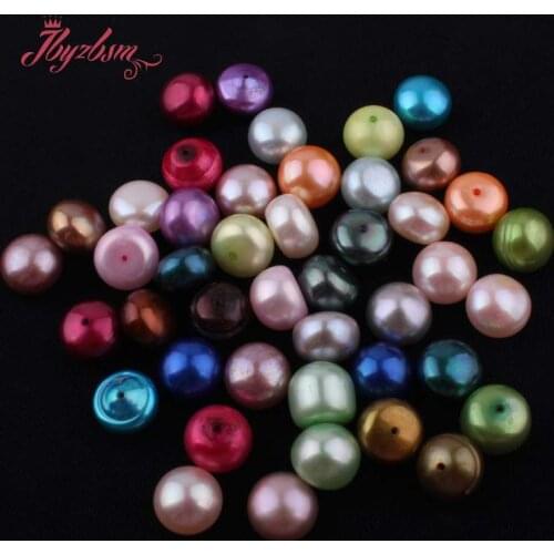 11mm Smooth Half Hole Freshwater Pearl Beads Natural Stone Beads 1 Pair For Yourself DIY Earring Jewelry Making,Free Shipping