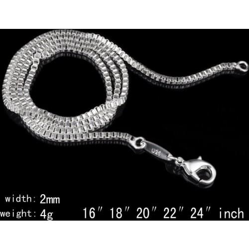 Simple Silver Plated width 2 mm box Chain Necklace for Woman 16-24 inch Dropshipping Wholesale