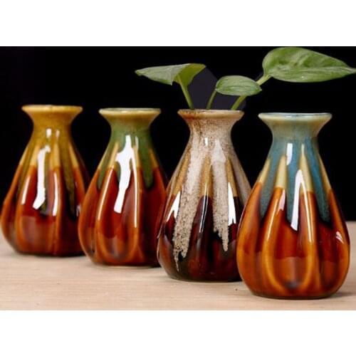 Cermiac Hydroponics Flower Vase Mini Dry Flower Vase Flowerpot for Office Desktop Ornaments Living Room Home Decoration