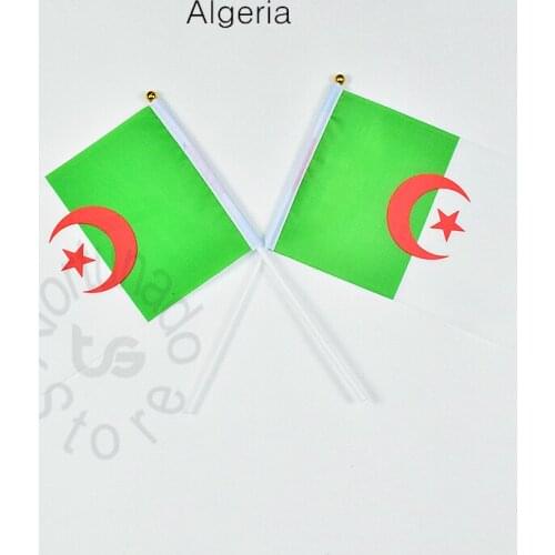 Algeria 14*21cm flag Banner meet Parade party hand waving National flag Home Decoration flag banner