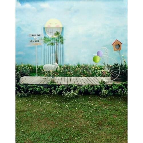 150x210cm Photo Background Lawn Grass Flowers Photography Backdrops Photo Props Studio Background