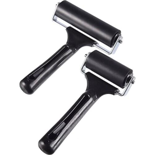 HLZS-2Pcs/Set Practical Black Durable Professional Rubber Roller Brayer Paint Art Accessary Painting Supplies Diy Crafts Tool