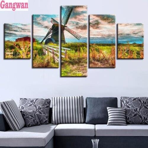 Holland, farm windmill, Full Drill Square Diamond Painting round Landscape Sale Diamond Embroidery natural view Home Decoration
