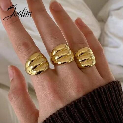 Joolim High End 18K Gold PVD Symple Entry Lux Hansenne Rings for Women Stainless Steel Jewelry Wholesale