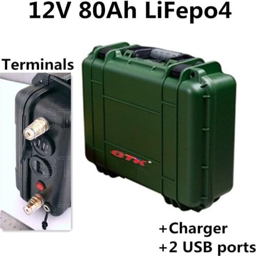 12V 80Ah LiFepo4 lithium battery pack for solar sytem golf trolley UPS autocaravanas RV Mobility Scooters +10A charger