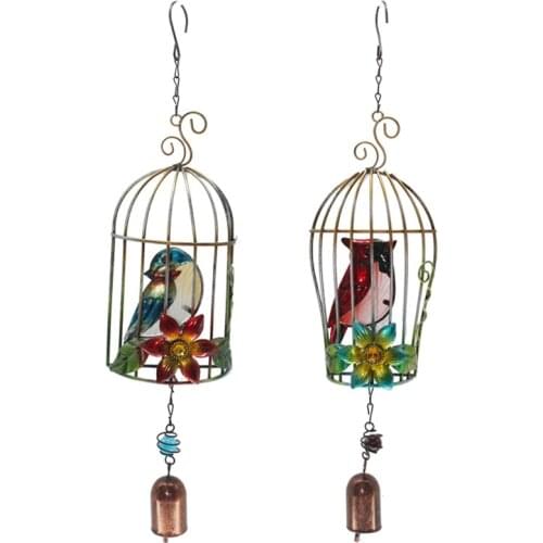Fashion Wind Chimes Outdoor Garden Porch Balcony Home Decoration Wind Bells Ornament Cute Bird Cage Windchimes Room Decor