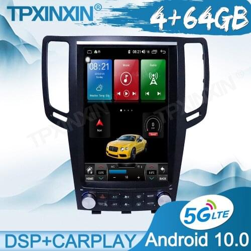 Wireless Carplay 4G+64G For Infiniti G25 G37 2004-2013 Unit Multimedia Player Auto Radio Tape Recorder GPS Navigation DSP IPS