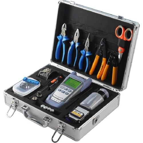 22PCS FTTH Optic cable tool set optical power Meter 10MW VFL Visual Fault Locator Fiber Cleaver and Fiber Stripping tool