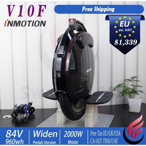 New INMOTION V10F Electric Unicycle 2000W Power 960Wh Bluetooth Speaker 16inch City Balance Wheel Stock in EU Warehouse