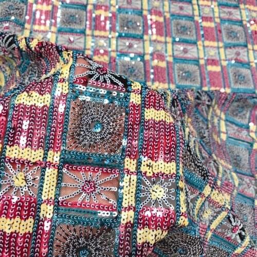 Tulle Embroidery Lace Fabric 5 Yard Evening sequins Lace Material ZH-218883