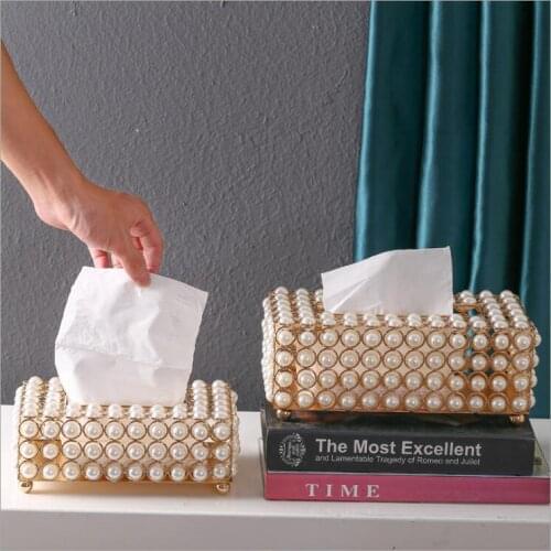 Wholesal/ retail fashion creative pearl tissue cover tissue box holder tissue case decoration paper box for decr