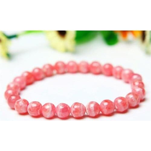 Drop Shipping 6mm Genuine Argentina Red Natural Rhodochrosite Bracelets Women Female Stretch Crystal Round Bead Bracelet
