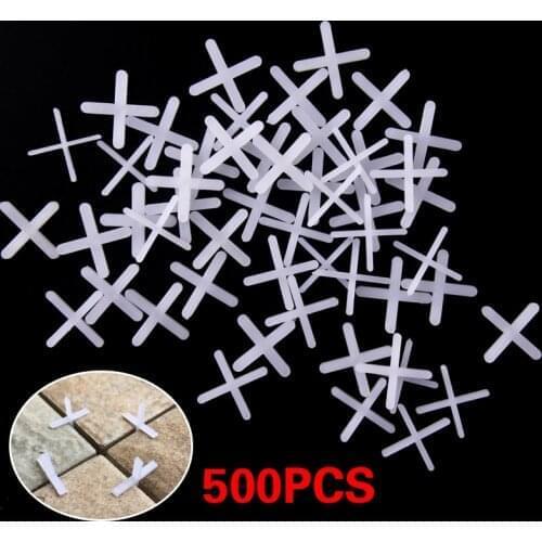 500pcs Tile Spacer Cross Plastic 2mm Tiling Ceramic Tilers Plumbers White Cross Clips Tile Leveling System Tile Locator Gap Tool