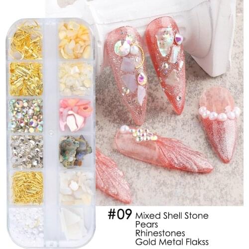 Mixed Color Stone Nail Rhinestone for Nails Small Irregular Beads 3D Nail Art Decorations Sea Shells Nail Gems Accessories