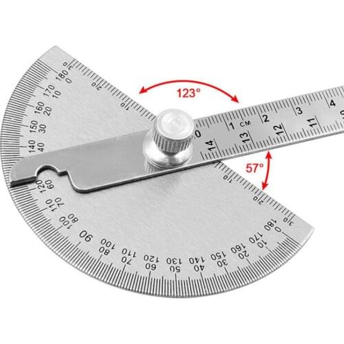 14.5cm 180 Degree Stainless Steel Adjustable Protractor Multifunction Semicircular Protractor Angle Ruler Divider Gauge Wood