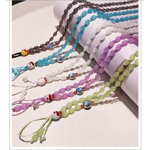 Lucky Cat Bead Mobile Phone Strap for iphone Samsung Huawei Xiaomi OPPO Vivo OnePlus Lanyard Necklace Keychains Long Rope String