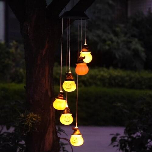 LED Solar Halloween Wind Chime Outdoor Villa Garden Decoration Solar Pumpkin Head Wind Chime solar lamp solar lights solar light