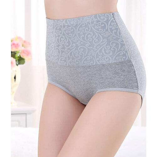 L/XXXXL High waist panties printed cotton Womens underwear large size sexy ladies briefs