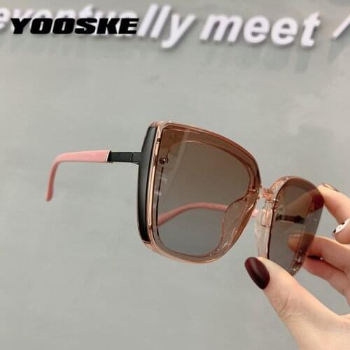 YOOSKE Oversized Sunglasses Women Vintage Brand One Piece Sun Glasses Gradient Eyewear For Women