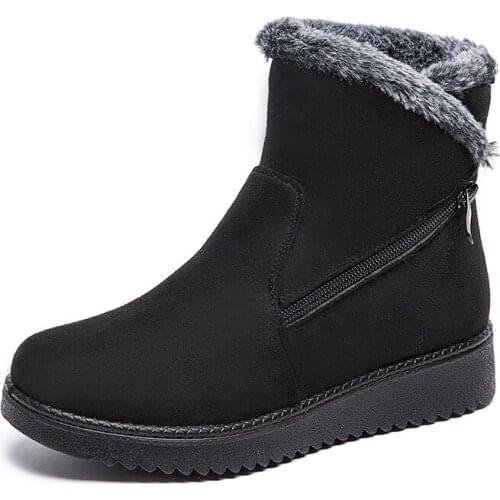Women Snow Boots Warm Short Fur Plush Winter Ankle Boot Plus Size Platform Ladies Suede Zip Shoes Female Comfort Drop Shipping