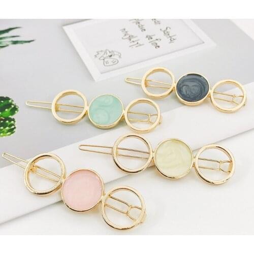 New side clip temperament metal frog clip hollow geometric hair accessories bangs clip For Women Girls Hairclip Headwear