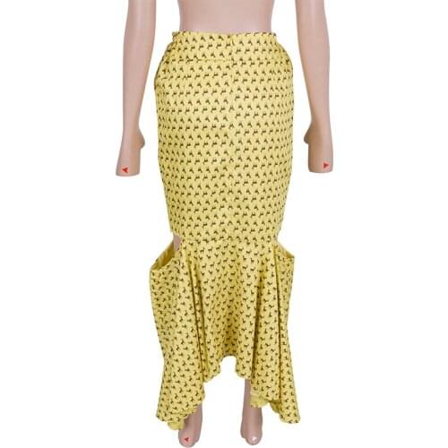 In Stock Women Dresses Yellow Color Long Mermaid Skirts Women Traditional African Clothing XH158