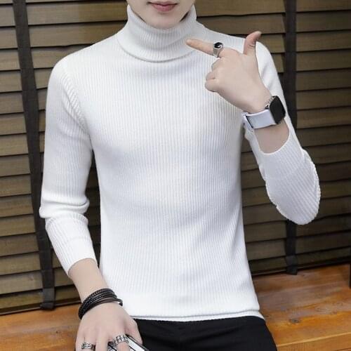 Winter sweater men turtleneck Sweater Mens Korean Slim Sweater Autumn and Winter Pure Color Knitwear Mens brand-clothing